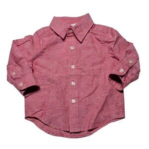 Janie and Jack Linen Blend Button Up Preppy Family Photo Size Baby 3-6 months